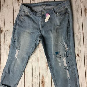 Boutique+ distressed/embellished jeans